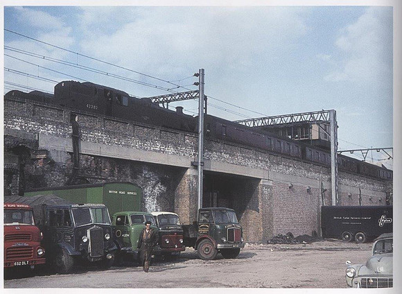 Old lorries by the railway